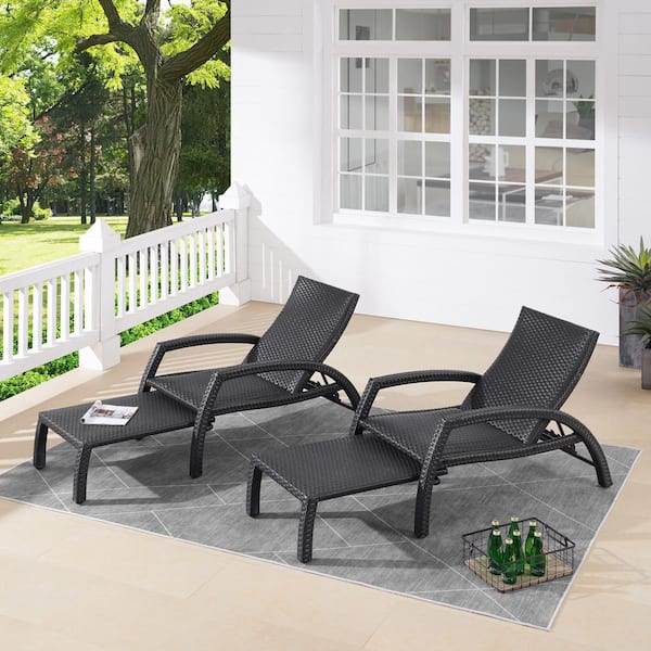 ULAX FURNITURE Dark Brown 2-Piece Adjustable Convertible Wicker