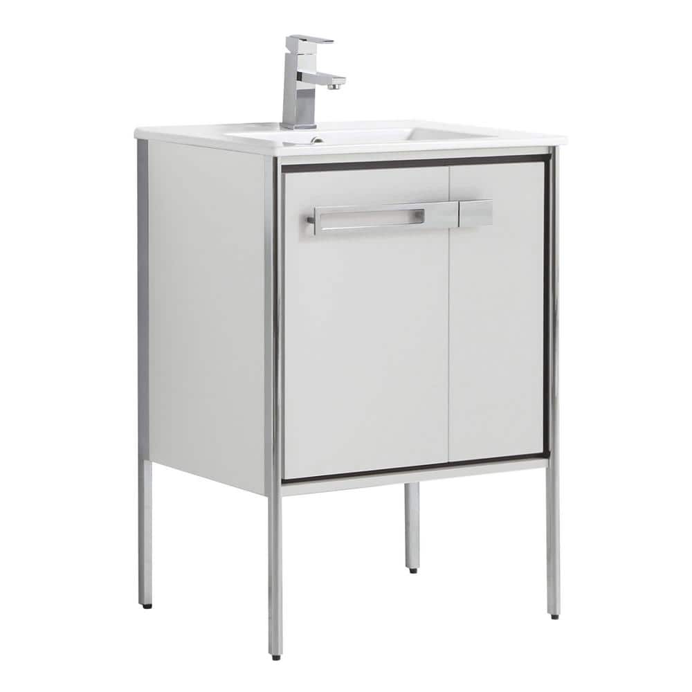 Oakville 24 in. W x 18.32 in. D x 33.5 in. H Bath Vanity in White Matte with White Ceramic Top price history on PriceWatchPro