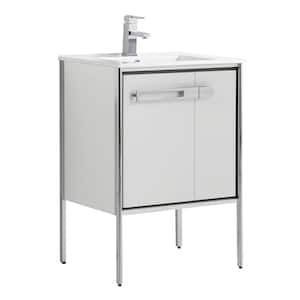 Oakville 24 in. W x 18.32 in. D x 33.5 in. H Bath Vanity in White Matte with White Ceramic Top