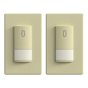 Single-Pole Occupancy Sensor, PIR Infrared Motion Activated Screwless Wall Switch, Ivory (2-Pack)