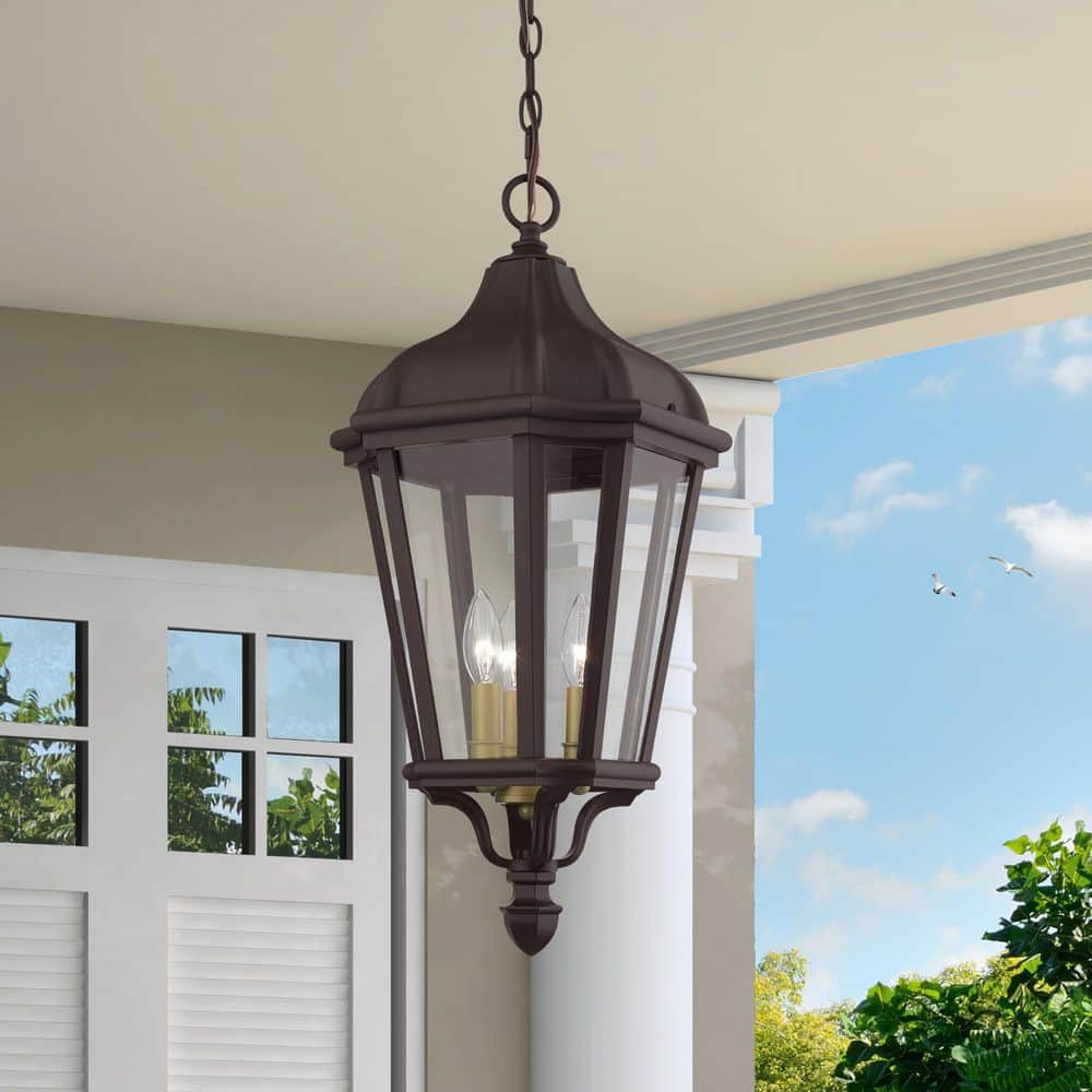 Harlington 3 Light Bronze Outdoor Pendant Lantern price history on PriceWatchPro