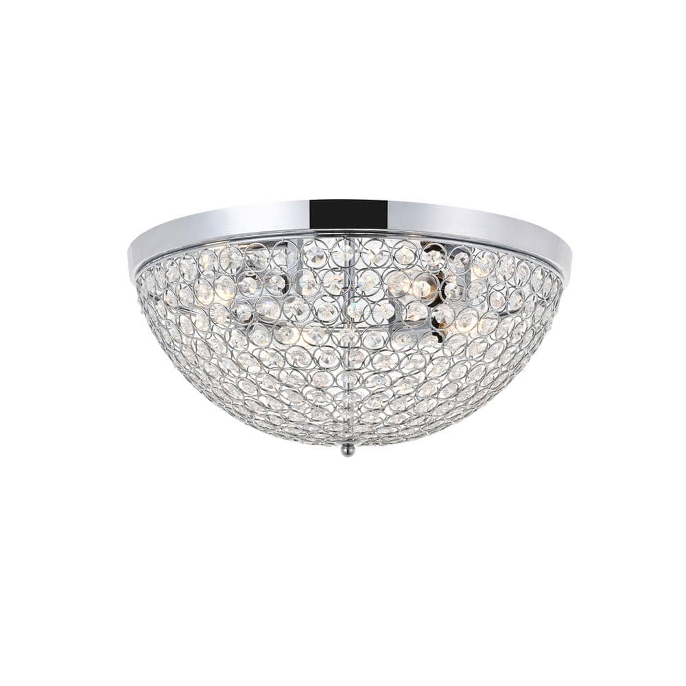 Timless Home 18 in. 4-Light Midcentury Modern/School House Chrome And Clear
