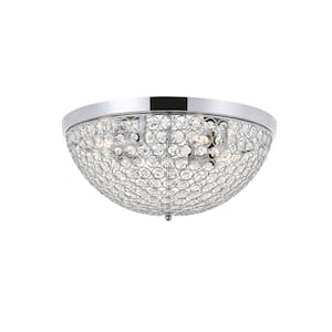 Timless Home 18 in. 4-Light Midcentury Modern/School House Chrome and Clear Flush Mount with No Bulbs Included