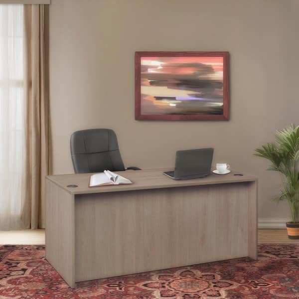 Legacy 71 in x 35 in. Noble Oak Office Desk with Double Pedestal Drawer Unit