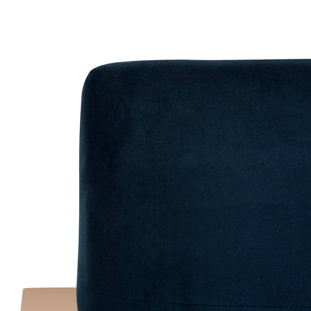 Transitional Geometric Navy Velvet Accent Chair with Gold Metal Frame