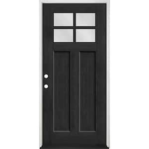 Regency 36 in. x 80 in. 4 Lite 1/4 Toplite RHIS Clear Glass Onyx Stained Fir Grain Fiberglass Prehung Front Door