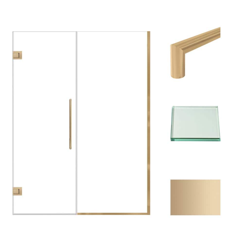 Elizabeth 56.5" W x 76" H Frameless Bronze Shower Door with Clear Glass