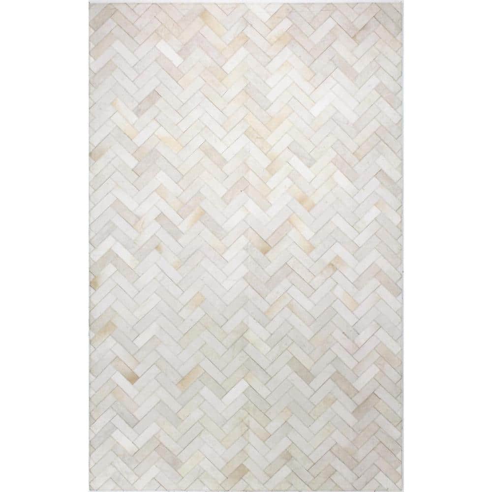 Santa Fe Cream 5 ft. x 8 ft. Chevron Contemporary Area Rug