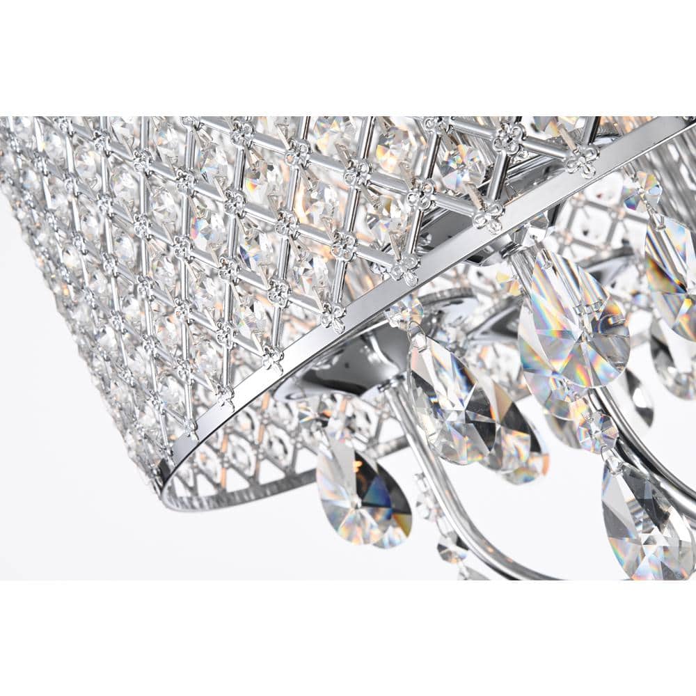 Chrome Mini Crystal Candle Drum Chandelier, 22"