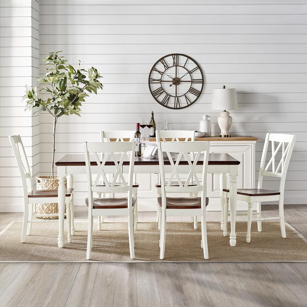 Classic Shelby 7-Piece White and Cherry Extendable Dining Set