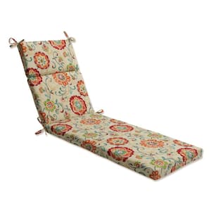 Floral 21 x 28.5 Outdoor Chaise Lounge Cushion in Tan Fanfare