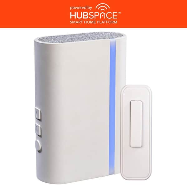 Wireless Wi-Fi Smart Plug-In White Doorbell Kit with Wireless Push Button Powered by Hubspace