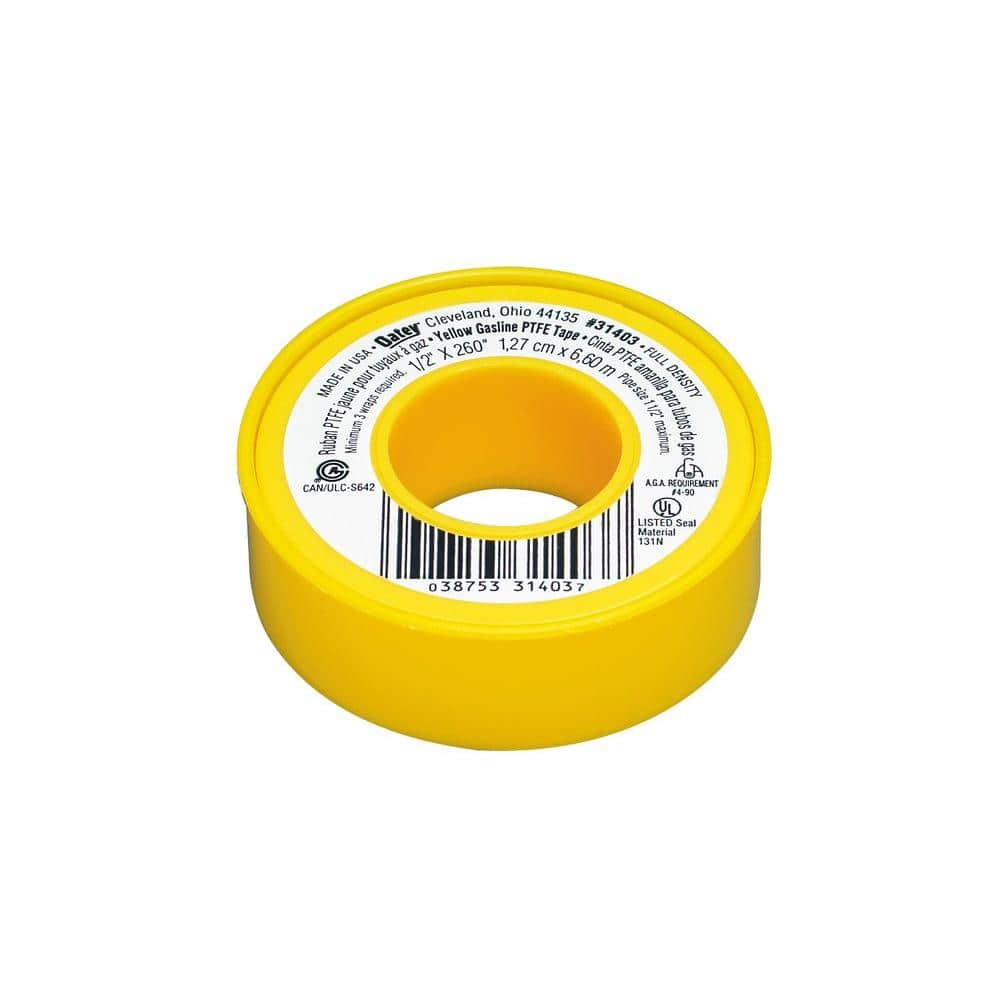 Oatey 1/2 in. x 260 in. Yellow Thread Sealing PTFE Plumber's Tape 31403D - The Home
