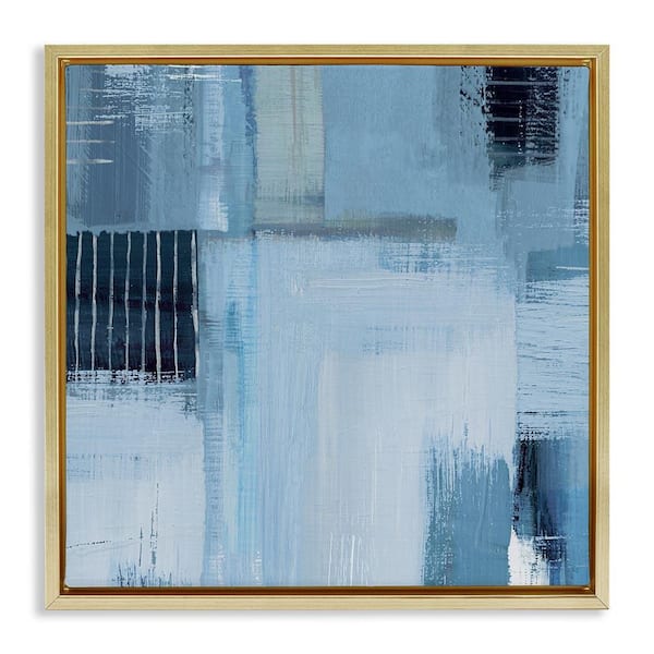 Stupell Industries Crosshatched Woven Abstract by Susan Jill Gold Floater Frame Abstract Graphic Art Print 18 in. x 18 in.