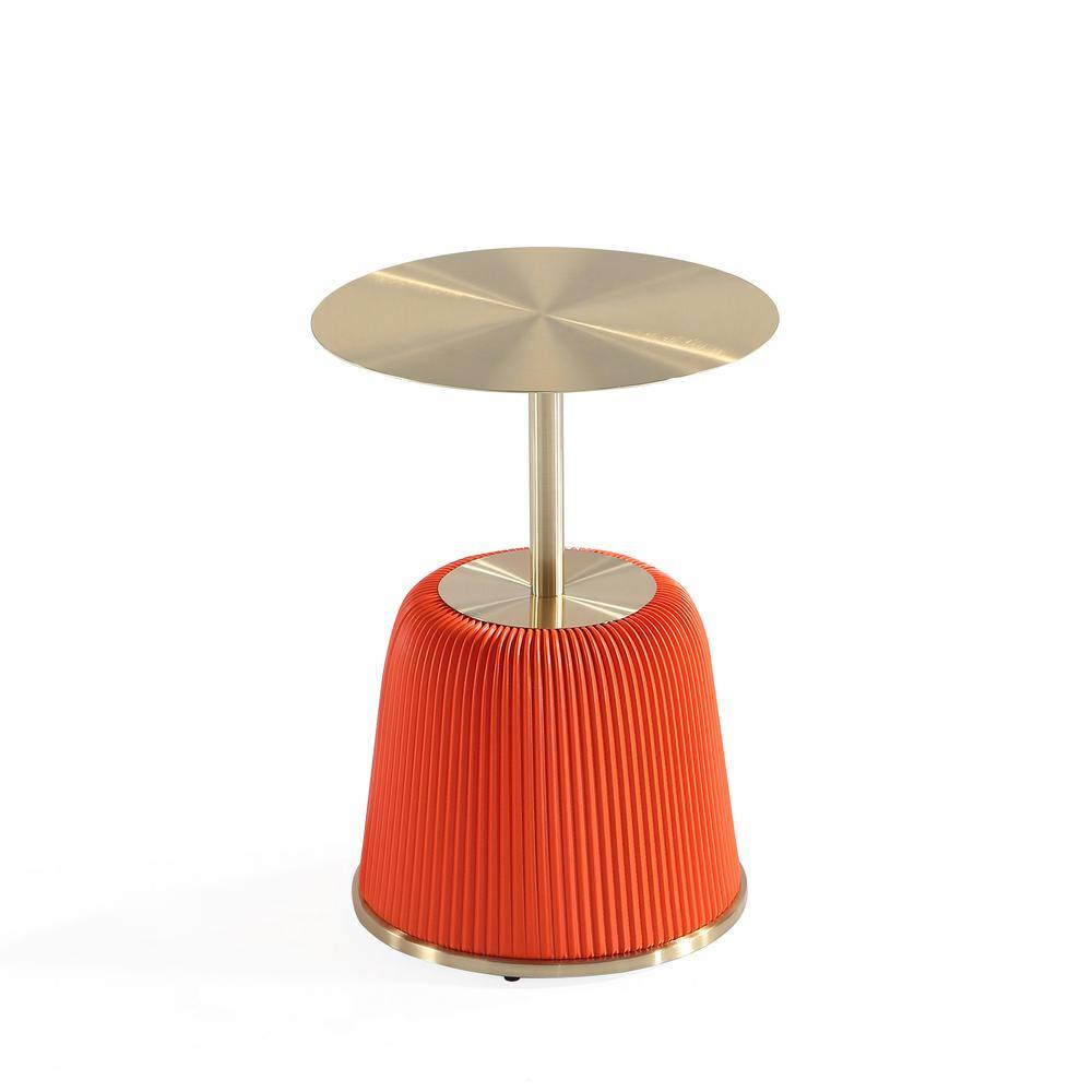 Anderson Orange and Gold Metal Round Accent Tables, Set of 2