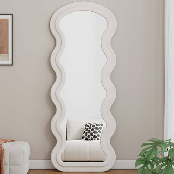 maruwai.floor② Cream White 23.62 in. W x 62.99 in. H Wavy Rectangular Metal