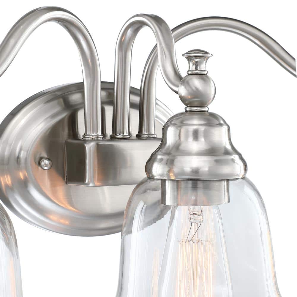 Brushed Nickel 3-Light Vanity with Clear Glass Shades