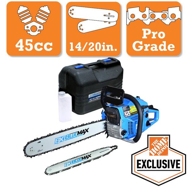 Blue Max 2-In-1 20 in. and 14 in. 45cc Gas Chainsaw Combo with Blow Molded Case