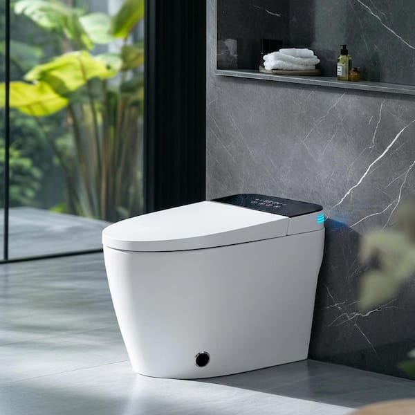 White Elongated Bowl Bidet Toilet 1.28 GPF with Seat Sensor, Antibacterial Seat, Multi-Clean Modes, Auto Flush