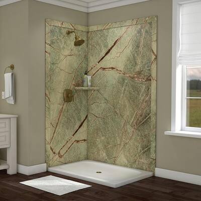 shower corner flexstone elegance surround rainforest adhesive piece easy calabria walls surrounds