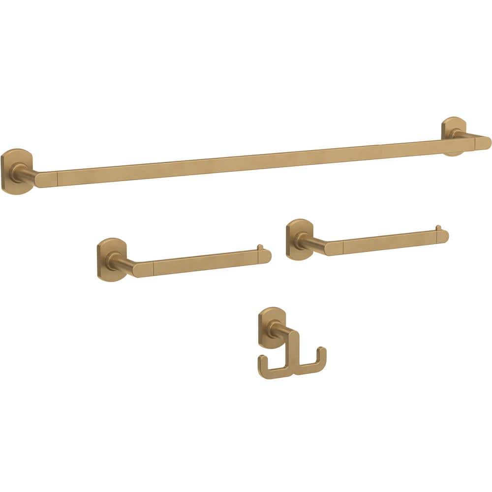 Granville 4-Piece Bath Hardware Set 18 in. Towel Bar with Ext. Toilet Paper