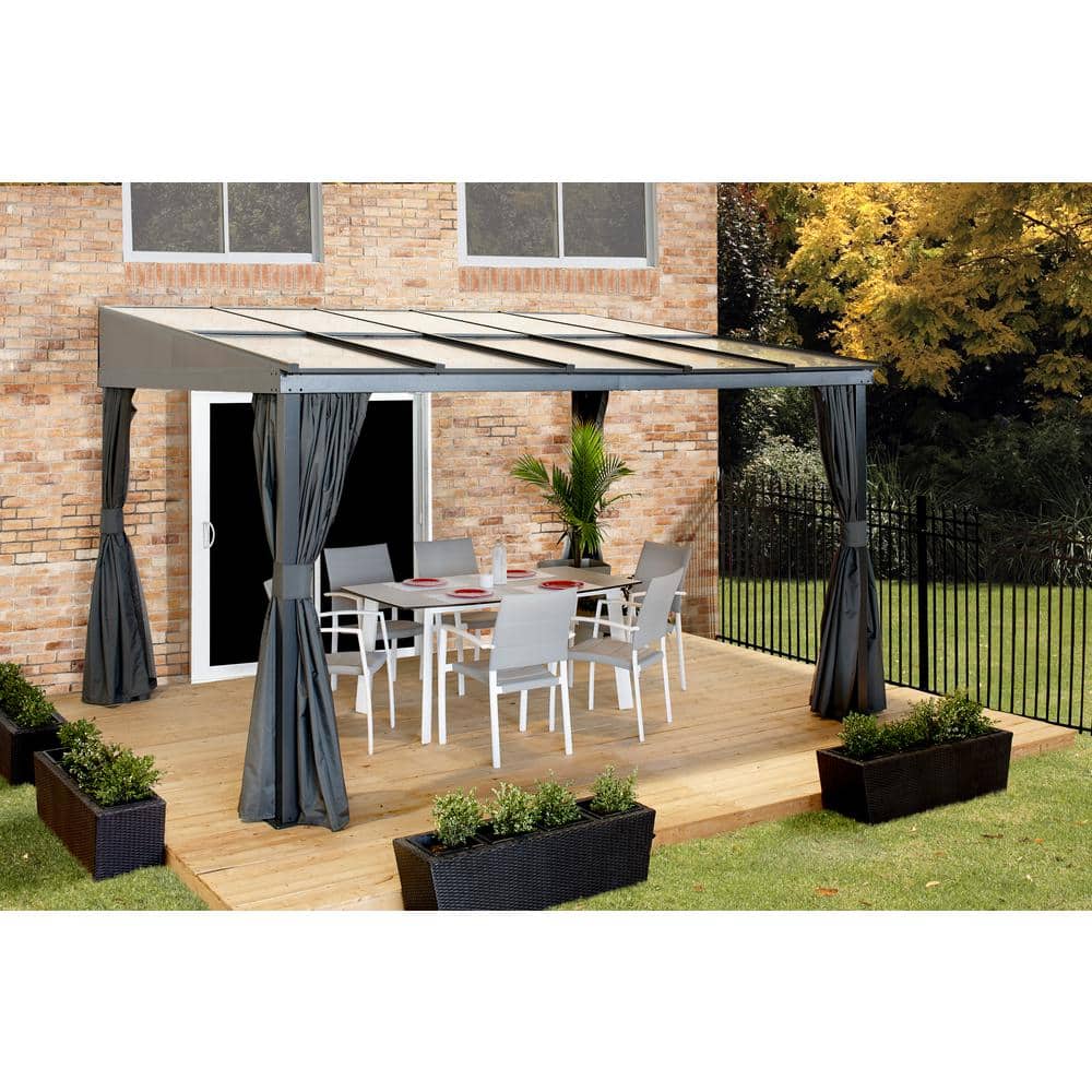 Wall Framed Home ft. x Depot Sojag 14 Pompano Aluminum Mounted 500-9167566 - Rustproof Charcoal Gazebo 10 The ft.