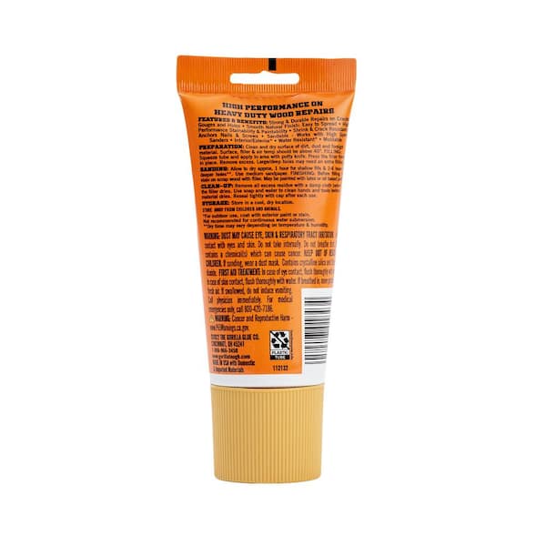 Gorilla All Purpose Wood Filler, 6oz Tube, Natural (Pack of 1