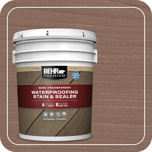 5 gal. #ST-148 Adobe Brown Semi-Transparent Waterproofing Exterior Wood Stain and Sealer