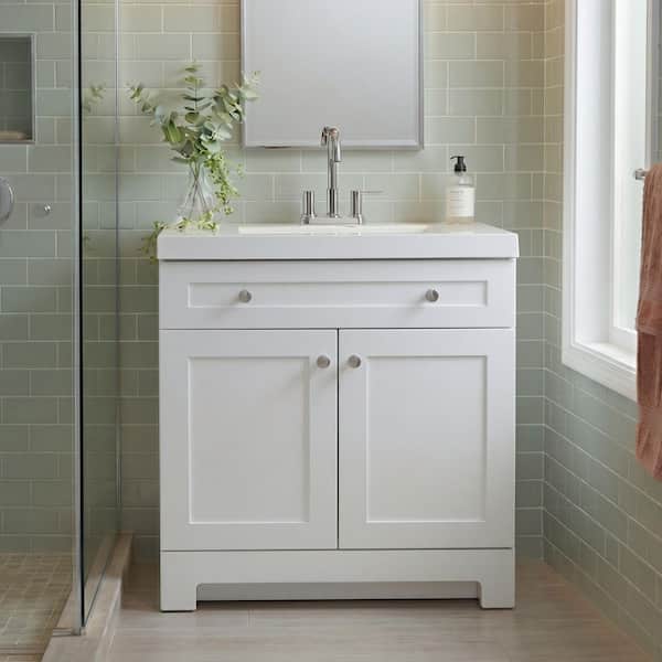 Everdean 31 in. Single Sink White Freestanding Bath Vanity with White Cultured Marble Top (Assembled)