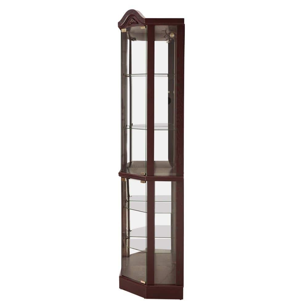 Dark Cherry 71.93 in. Corner Accent Cabinet Office Storage Cabinet with 4 Adjustable Glass Shelves and LED Light price history on PriceWatchPro