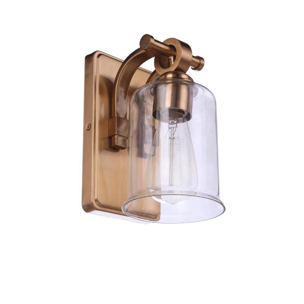 Elegant Romero Satin Brass Wall Sconce with Clear Glass Globe