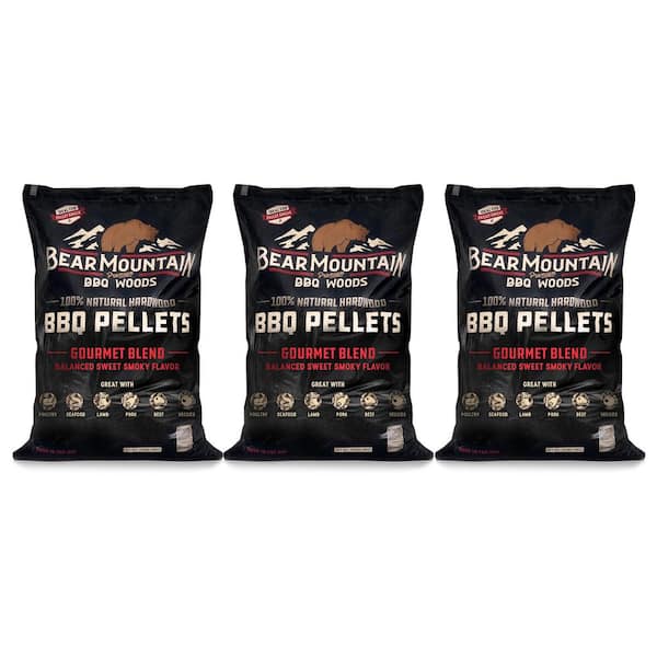BEAR MOUNTAIN PREMIUM BBQ WOODS 20 lbs. BBQ Natural Hardwood Gourmet Blend Smoker Pellets (3-Pack)