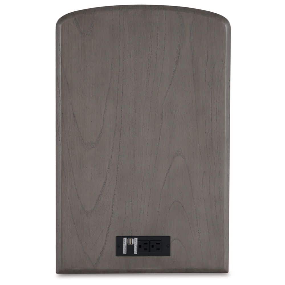Gray Wood Rectangular End Table with Storage and USB Ports