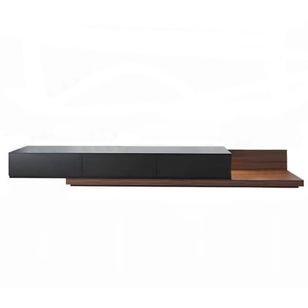 FORCLOVER 78.74 in. Black Wood Modern TV Stand with 3 Storage Drawers Fits TV's up to 78 in. - 140 in.