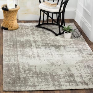 Classic Vintage Silver/Ivory 8 ft. x 10 ft. Border Area Rug