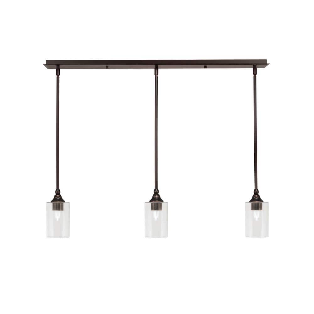 Livingston 100-Watt 3-Light Dark Granite Shaded Pendant Light with 4 in. Cl