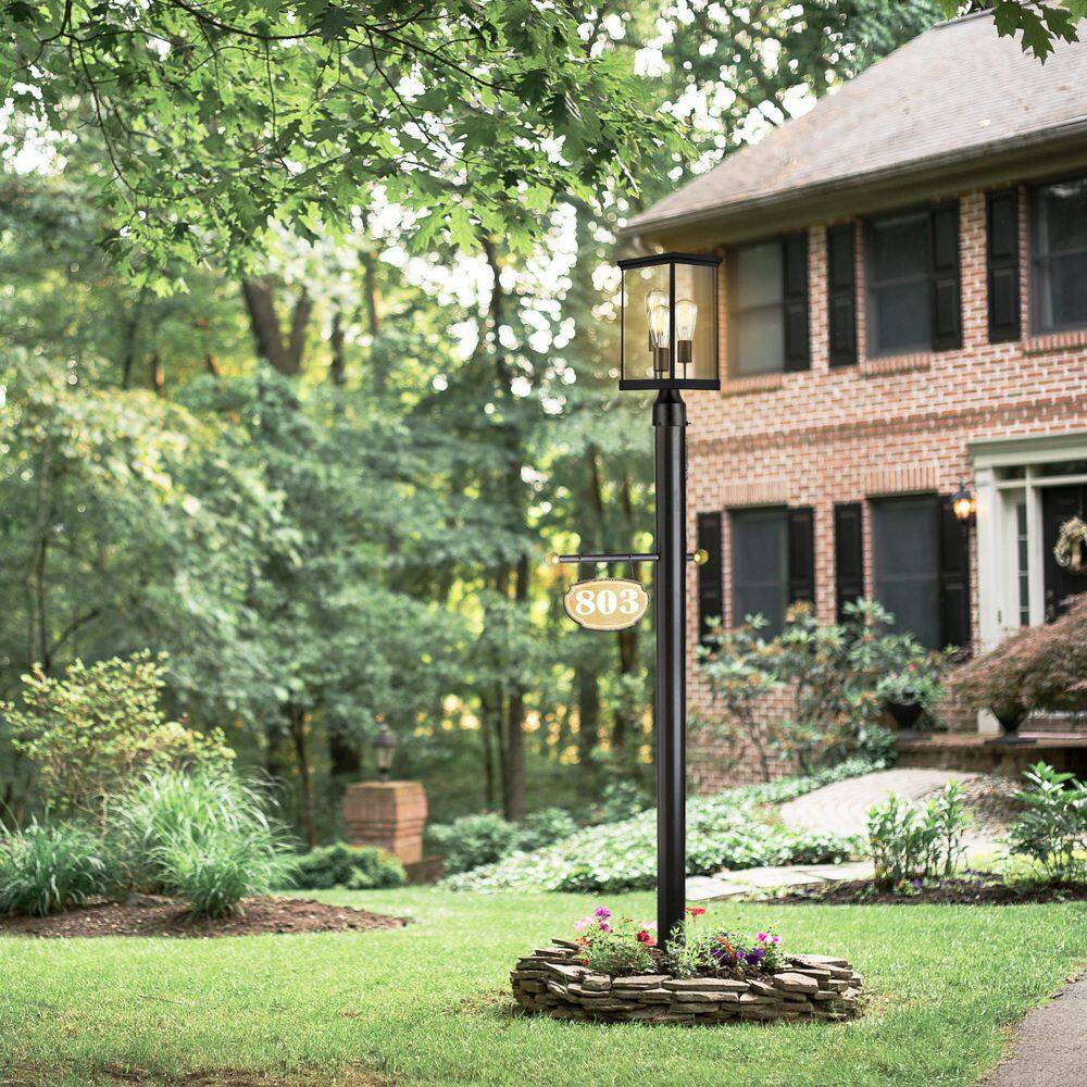 Mayfield Black Aluminum Outdoor Post Light with Clear Glass Panels