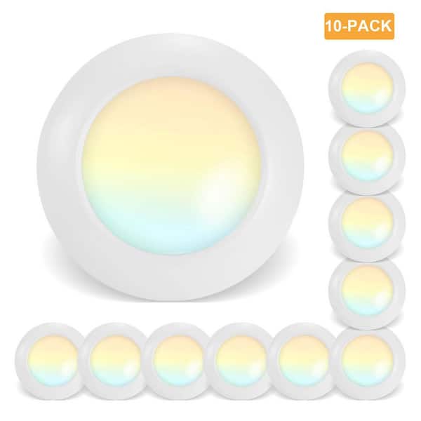 7.5 in. 90 CRI 2700K-5000K 5CCT Selectable LED Dimmable Light, Integrated LED Flush Mount Ceiling Disk Light (10-Pack)