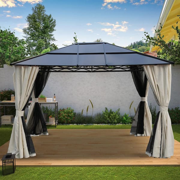 Clihome 10 ft. x 10 ft. Black Outdoor Hardtop Insulated