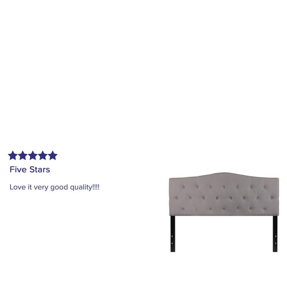 Light Gray Queen Upholstered Tufted Headboard with Adjustable Heights