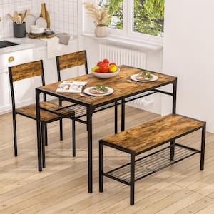 5-Piece Industrial Dining Set – Counter Height Table & 4 Nesting Chairs For Small Spaces