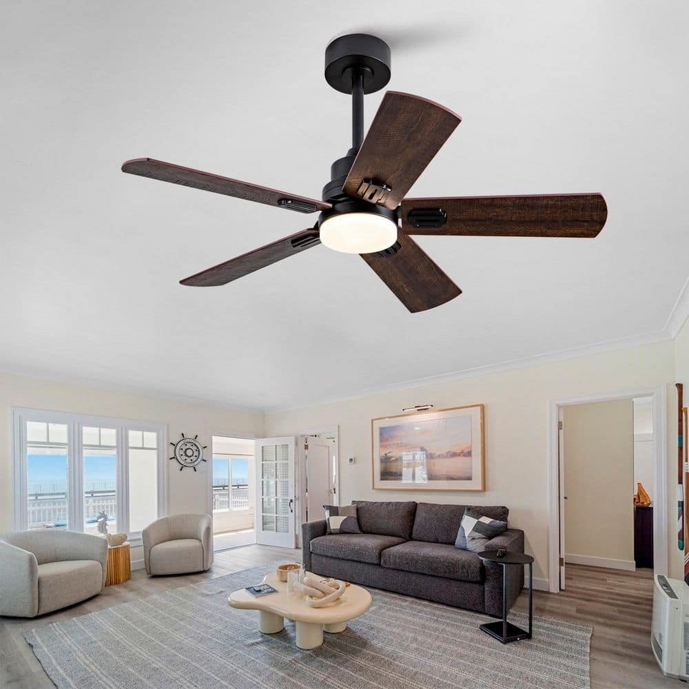 42 in. Indoor/Outdoor Black Downrod Mount Standard Ceiling Fan with Dual Finish 5-Blades, Dimmable and Remote Control price history on PriceWatchPro
