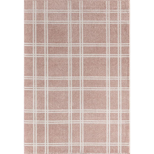 Isaac Mizrahi Callum Pink Plaid 5'0"x7'0" Contemporary Pink Area Rug