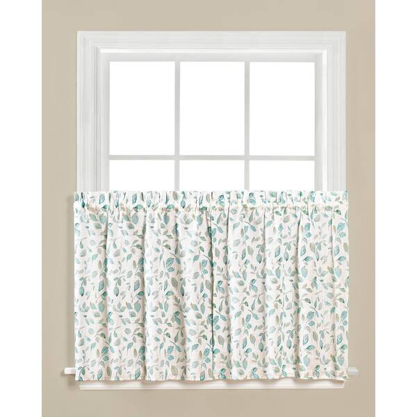 Saturday Knight Gentle Wind Jade Polyester Rod Pocket Tier Curtain - 55 in. W x 24 in. L