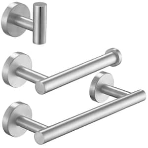 4-Piece Bath Hardware Set with Towel Hook Toilet Paper Holder and Towel Bar in Brushed Nickel