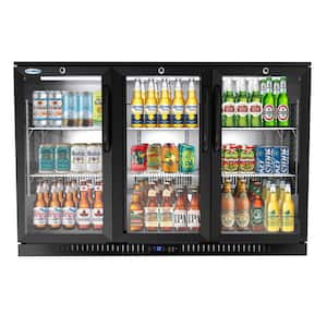 53 in. W 11 cu. ft. 3-Glass Door Counter Height Back Bar Cooler Refrigerator with LED Lighting in Black