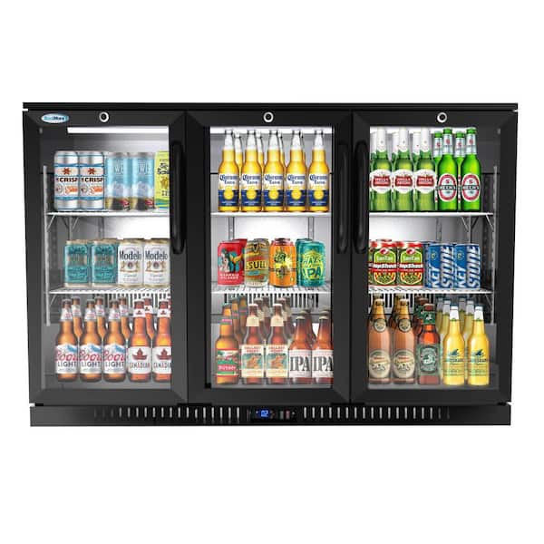 Koolmore 53 in. W 11 cu. ft. 3-Glass Door Counter Height Back Bar Cooler Refrigerator with LED Lighting in Black