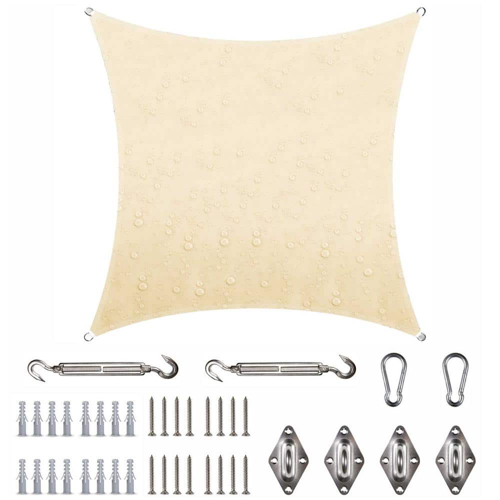14 ft. x 14 ft. Waterproof Beige Square Sun Shade Sail 220 GSM with Hardware Installation Kit price history on PriceWatchPro