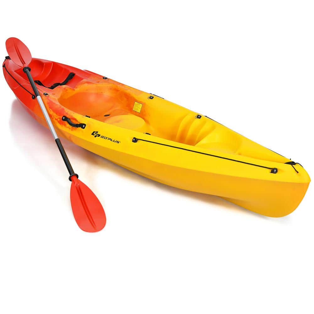 Costway 10.2 ft. Orange Single Sit-On-Top Kayak 1-Person Kayak Boat with Detachable Aluminum Paddle -  SP37770YE