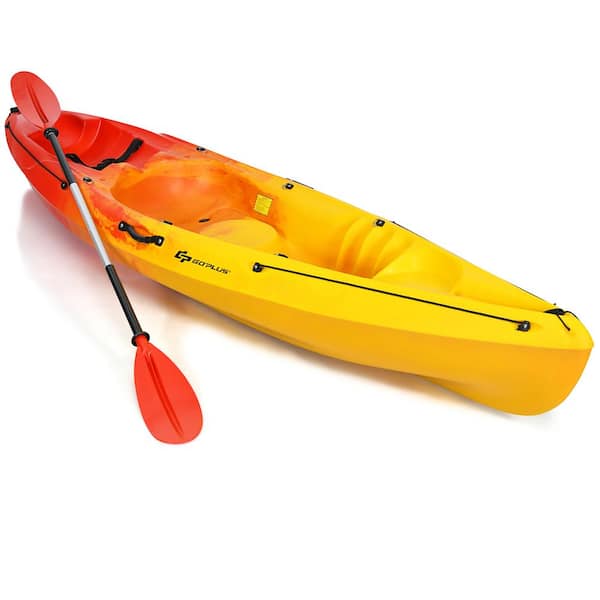 Costway 10.2 ft. Orange Single Sit-On-Top Kayak 1-Person Kayak Boat with Detachable Aluminum Paddle